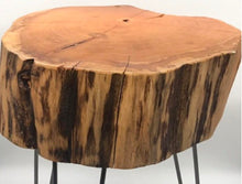 Load image into Gallery viewer, Reclaimed Solid Cypress Coffee Table with Hairpin Legs 20’’ diameter
